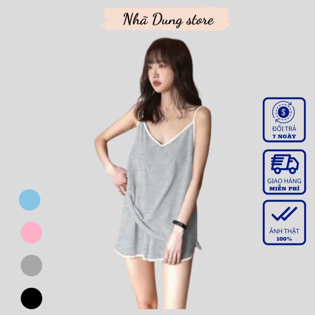 BỘ ĐỒ NỮ CỔ V 2 DÂY SEXY THOÁNG MÁI DỄ MẶC DƯỚI 70KG NHÃ DUNG STORE