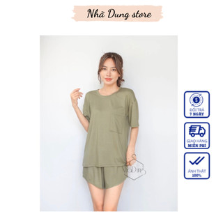 Đồ bộ nữ mặc nhà vải thun cotton trơn co giãn 4 chiều form rộng thể thao đủ size từ 40-75kg