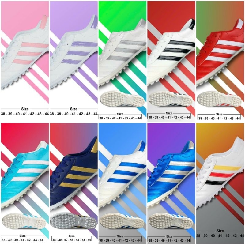 Giầy Bóng Đá Phủi Wika 3 Sọc Đủ size 38-44 màu trắng sọc