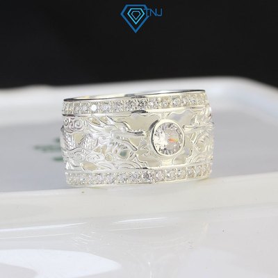 Nhẫn bạc nam hình rồng đính đá trắng sang trọng NNA0392 - Trang Sức TNJ