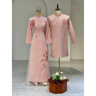 Áo dài hỏi cưới hồng cặp