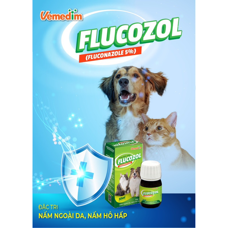 FLUCOZOL dạng uống sạch Nấm ngoài da, nấm hô hấp chó mèo