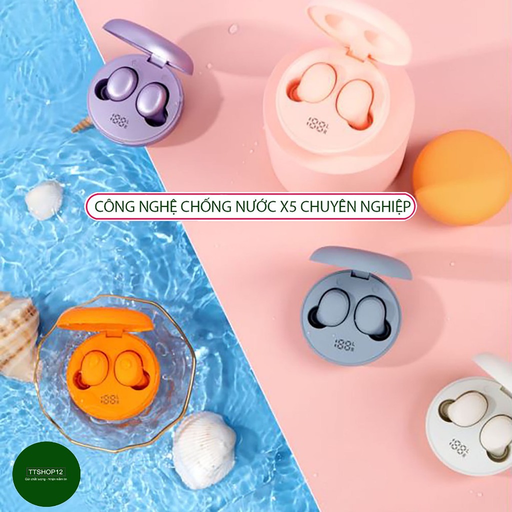 Tai nghe bluetooth InPods Cake âm thanh vòm 16D Superbass, Pin trâu, cảm biến vân tay tiện lợi chống nước X5