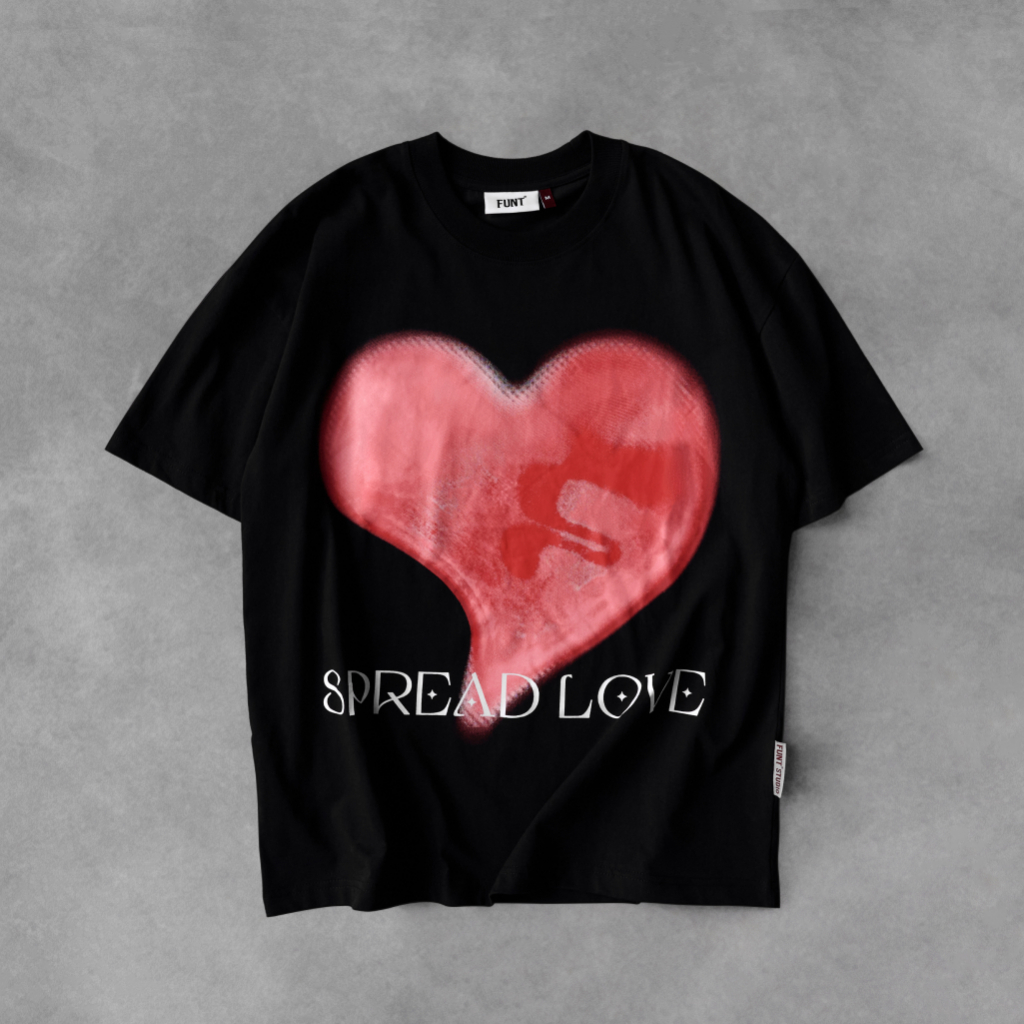 Áo Thun Tay Lỡ Unisex FUNT SPREAD LOVE BLACK