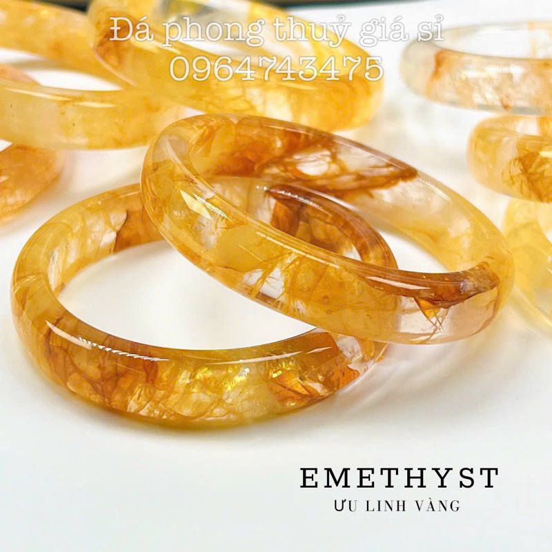 Vòng tay bản thach anh ưu linh vàng chất Vip siêu đẹp mịn