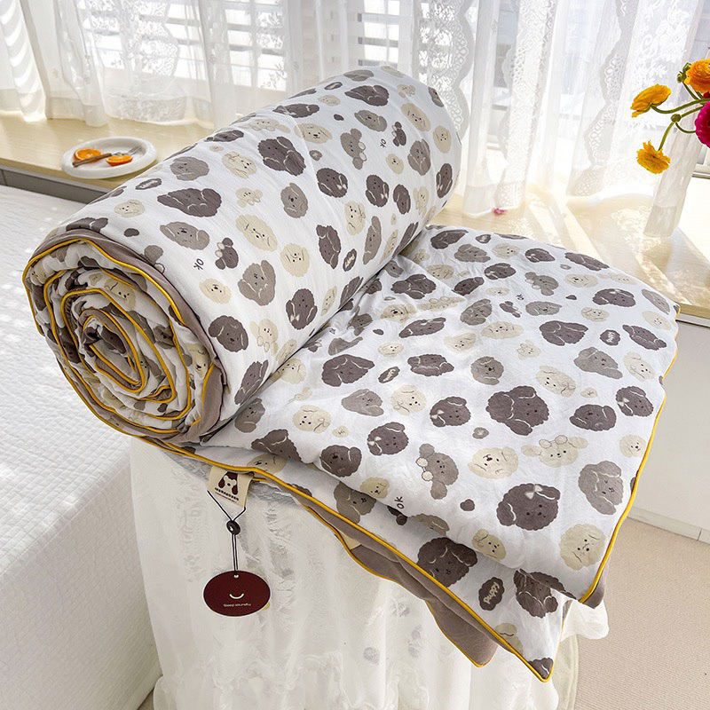 Chăn Cotton Đũi Nhập Khẩu chần bông xơ Đậu Nành phong cách Hàn Quốc hàng Chính Hãng - Chăn hè chần bông