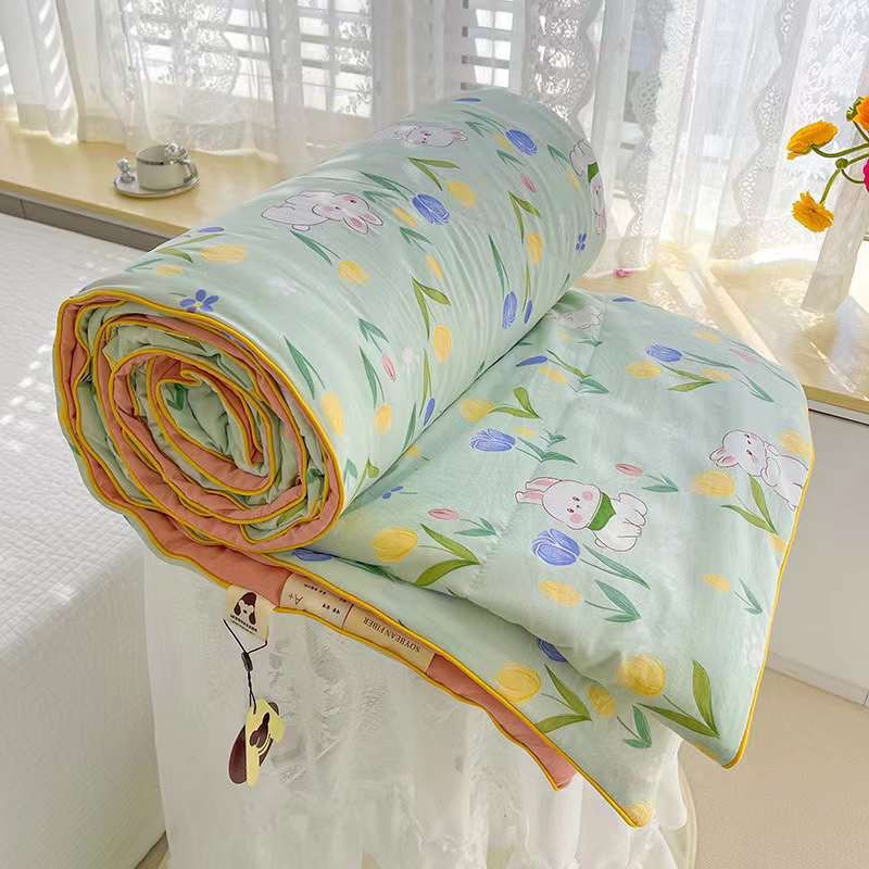 Chăn Cotton Đũi Nhập Khẩu chần bông xơ Đậu Nành phong cách Hàn Quốc hàng Chính Hãng - Chăn hè chần bông