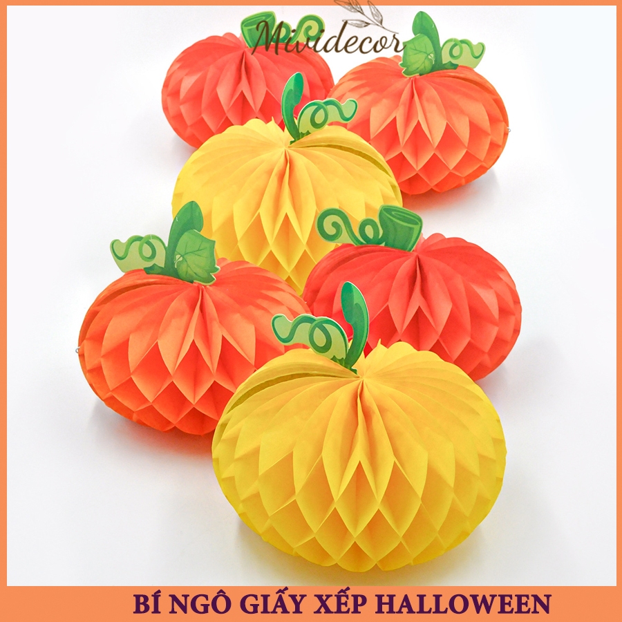 Bí ngô giấy xếp trang trí Halloween