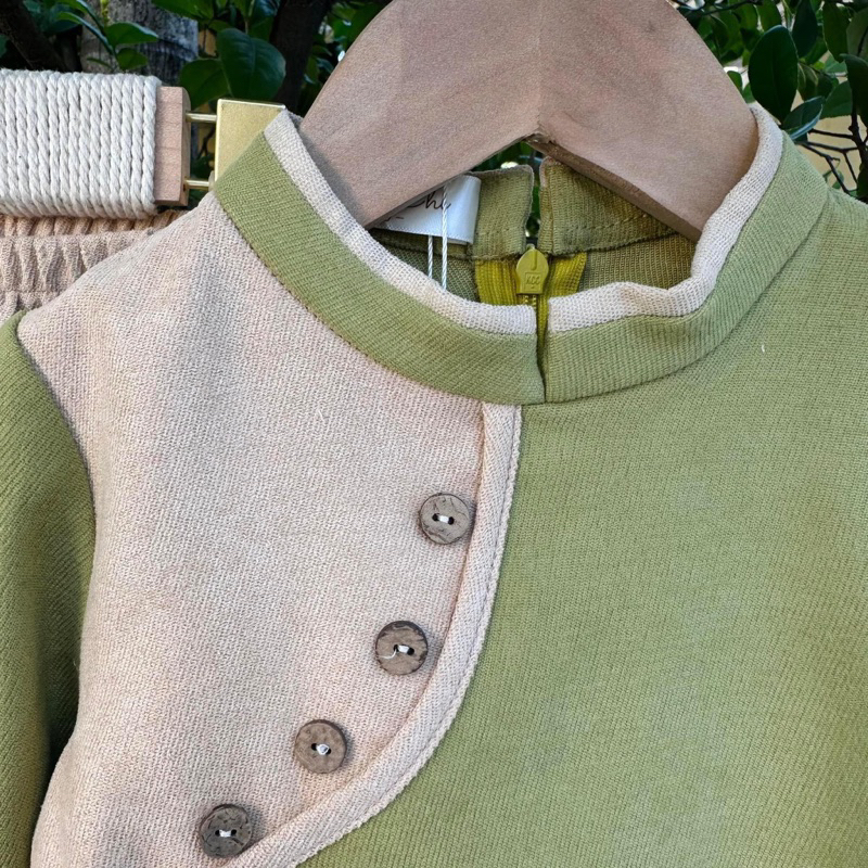 Áo dài Trung Thu bé trai xanh đỏ kèm quần baggy vải nhung mềm mại truyền thống MamLa