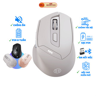 Chuột máy tính không dây bluetooth Maxcotech DR6 sạc pin chống ồn hiển thị mức pin 3 chế độ kết nối