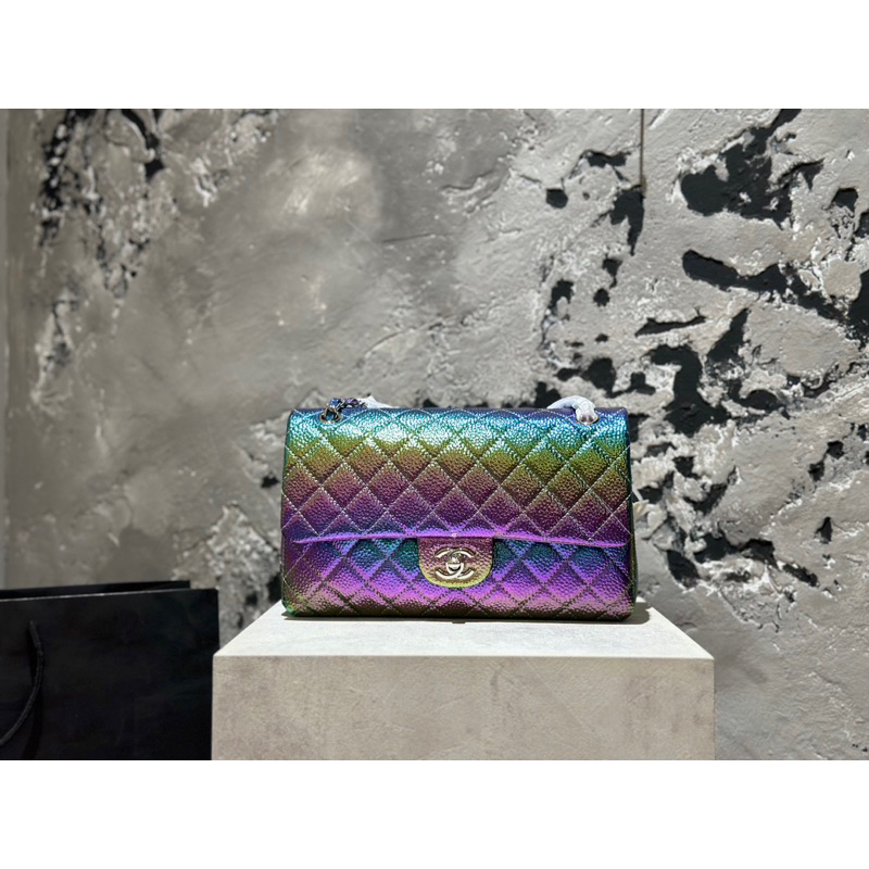 Túi đeo chéo Cha.nel classic chất da sần caviar size 25cm