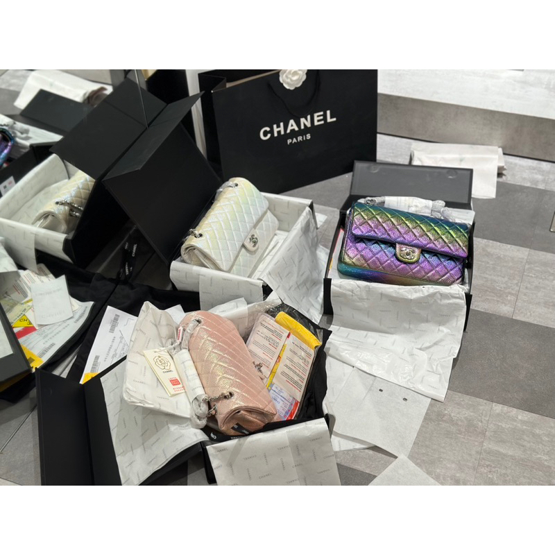 Túi đeo chéo Cha.nel classic chất da sần caviar size 25cm