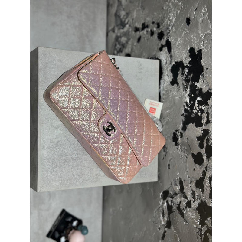 Túi đeo chéo Cha.nel classic chất da sần caviar size 25cm