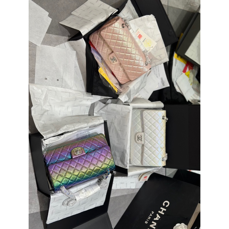 Túi đeo chéo Cha.nel classic chất da sần caviar size 25cm