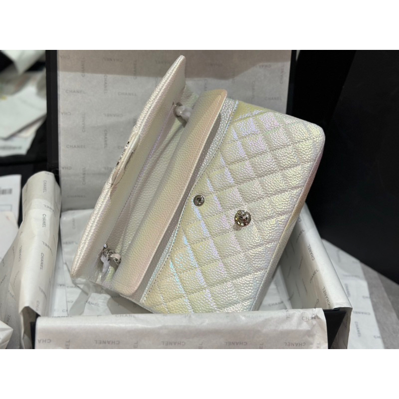 Túi đeo chéo Cha.nel classic chất da sần caviar size 25cm