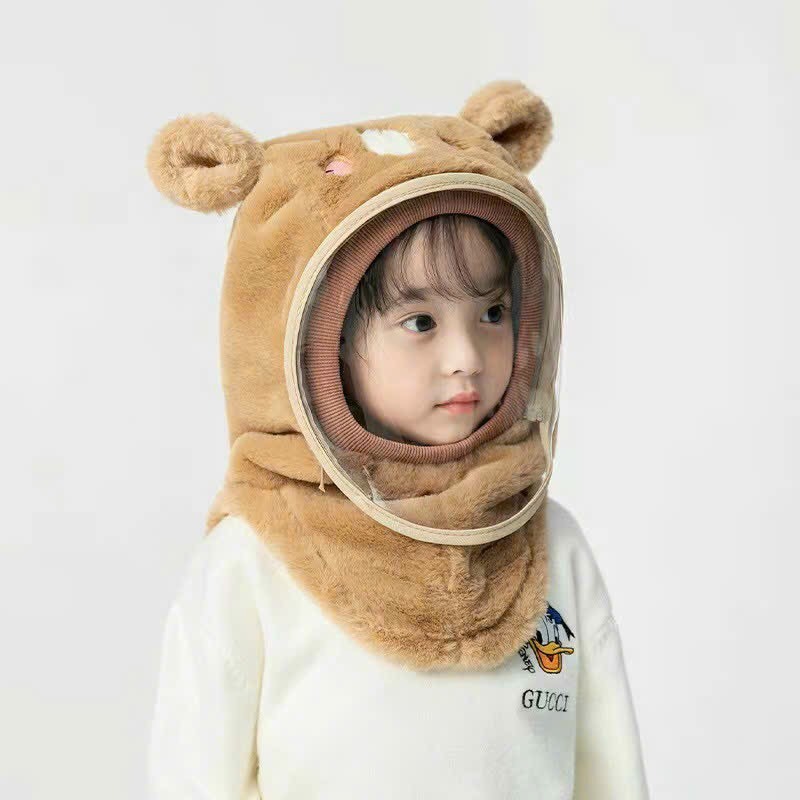 Mũ em bé mùa đông ấm khăn quàng cổ mũ có kính cho bé