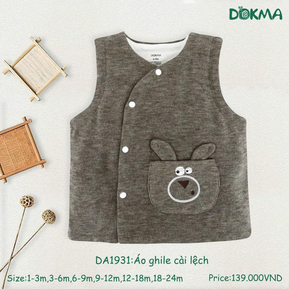 Áo gile nỉ dày DOKMA DA1931 size 3M - 18M