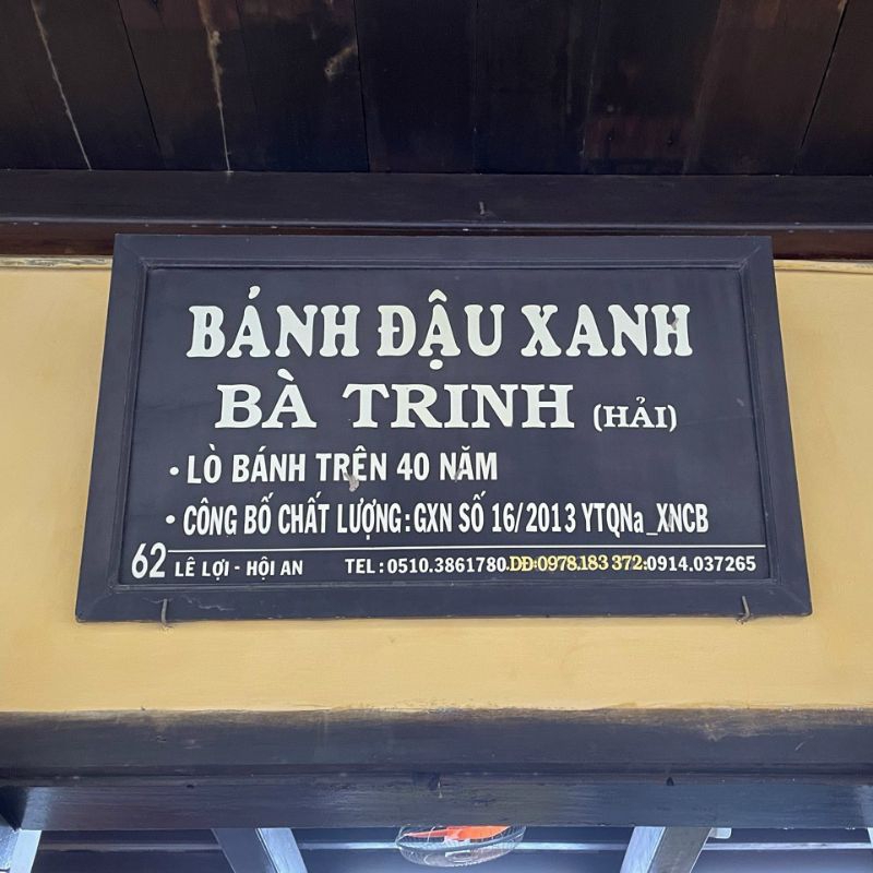 Bánh đậu xanh nhân thịt Hội An, bánh đậu xanh nướng hiệu bà Trình, bà Bông chính gốc