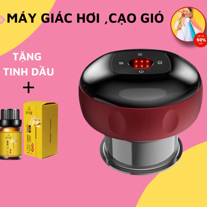 Máy massage giác hơi cầm tay có pin sạc 12 cấp độ hút giác hơi và cấp nhiệt giúp giảm đau nhức và lưu thông khí huyết
