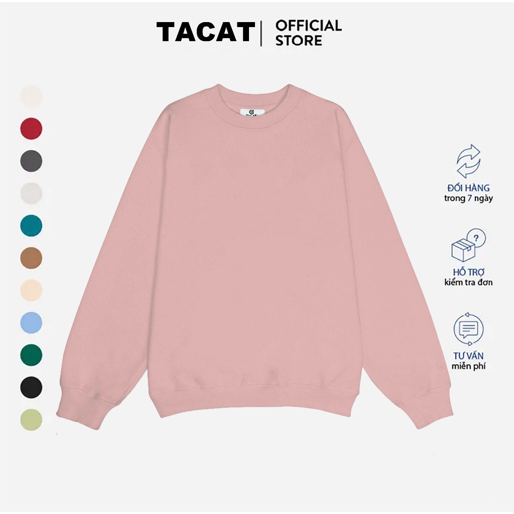 Áo SWEATER nỉ Bông TRƠN C0 - TACAT UNISEX nam nữ LOCAL BRAND