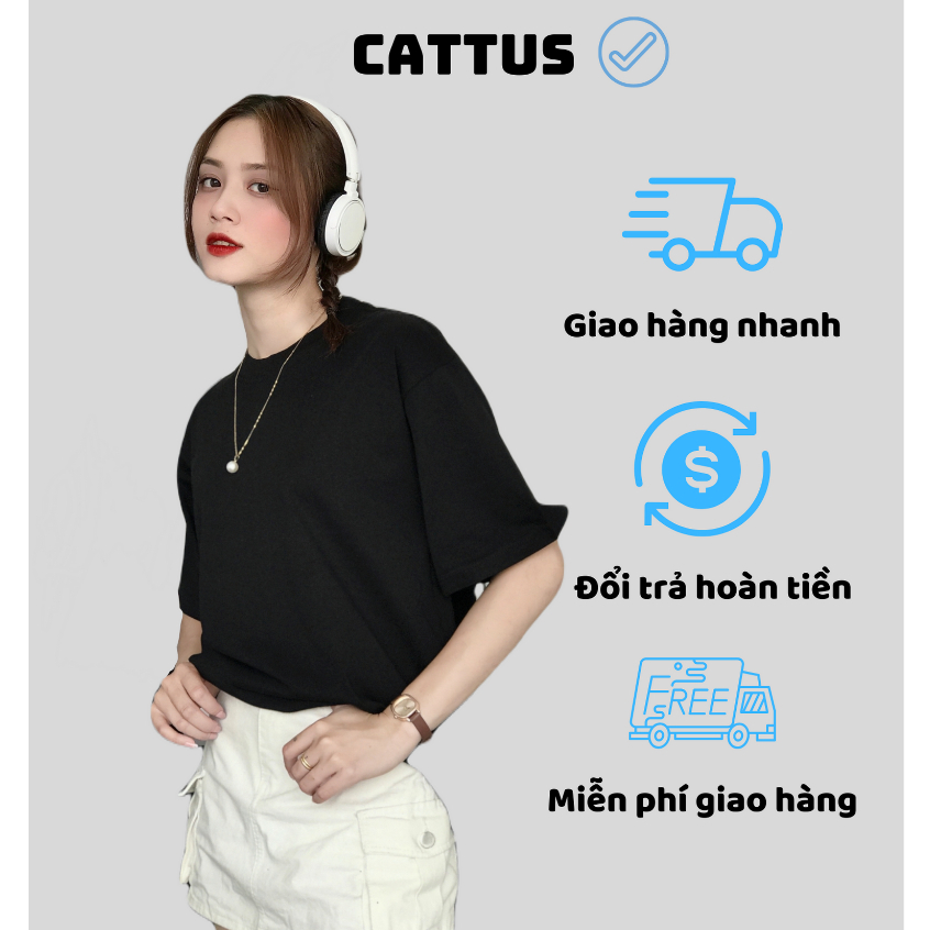 Áo thun trơn nam nữ Cattus đơn giản nhiều màu áo phông local brand 100% cotton  2 chiều dáng rộng cổ tròn oversize CT001