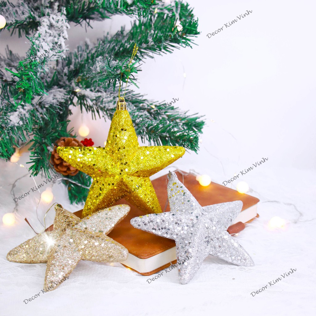 Dây Treo Ngôi Sao Nhũ XOP04 Phụ Kiện Trang Trí Cây Thông Giáng Sinh