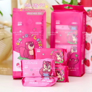 Khăn ướt mini bỏ túi gấu dâu Lotso