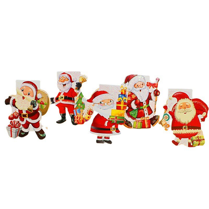 Set 10 Thiệp Ông Già T24 Trang trí Cây Thông, Trang Trí Noel Giáng Sinh