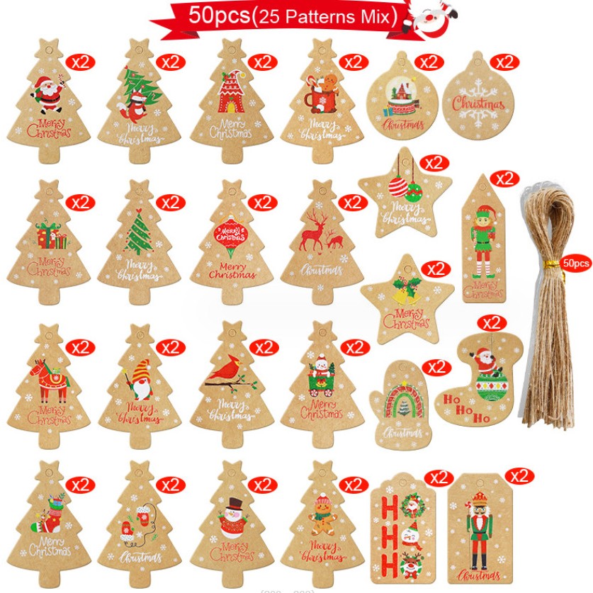 Set 48-50 Thiệp T15 Trang trí Cây Thông, Trang Trí Noel Giáng Sinh Phong cách hiện đại