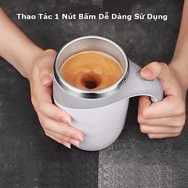 Cốc giữ nhiệt pha cà phê tự khuấy lõi Inox 304 dung tích 380ml, Ly tự khuấy nam châm pha đồ uống