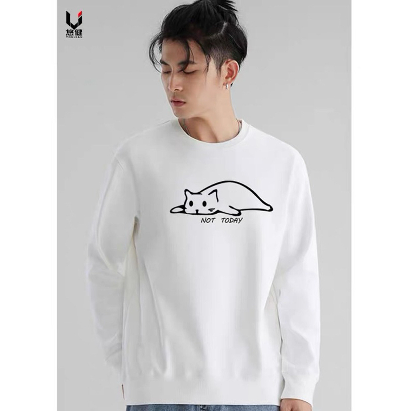 Áo Sweater nỉ da cá hình mèo lười not today hai màu đen trắng, áo nỉ nam nữ đẹp may kĩ, áo nỉ đôi