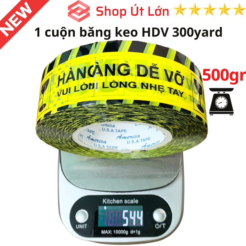1 Cuộn băng keo hàng dễ vỡ 100yard - 200yard - 300yard - 500yard, lõi giấy 5mm, rộng 4,7cm