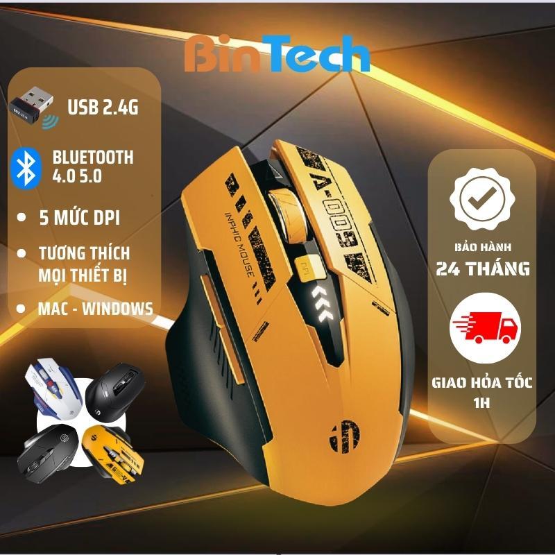 Chuột gaming không dây bluetooth BINTECH Inphic A9, chơi game chuyên nghiệp kết nối Bluetooth, Wireless 2.4G, hiển thị p