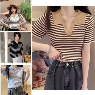 Áo thun gân tăm bigsize dây xích 50-95kg, áo phông nữ cổ bẻ polo big size