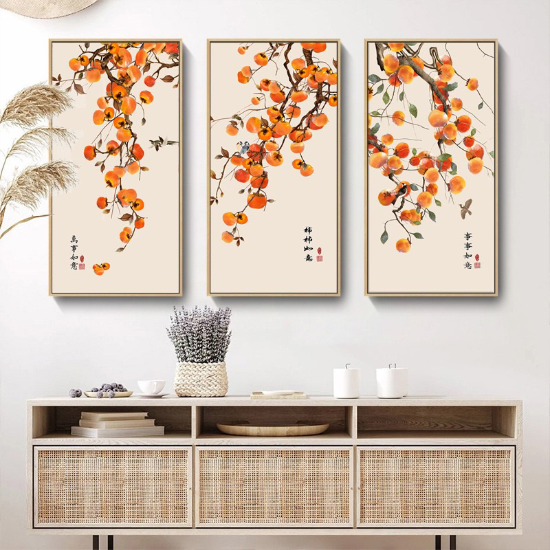 Tranh Canvas Hình Quả Hồng Trang Trang Trí Nội Thất Nhà Ở