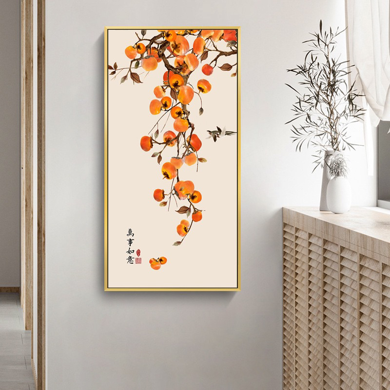 Tranh Canvas Hình Quả Hồng Trang Trang Trí Nội Thất Nhà Ở