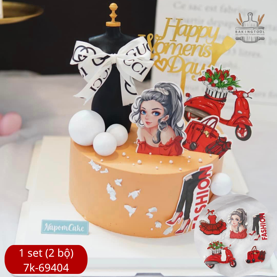 SP069404 Set que giấy Fashion cô gái đỏ(combo 2)