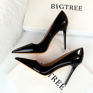 9511-66 GIÀY CAO GÓT BIGTREE TRƠN BÓNG BASIC 11CM