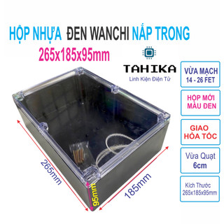 Hộp nhựa abs wanchi màu đen nắp trong 265x185x95mm wanchi - linhkien điện tử tahika