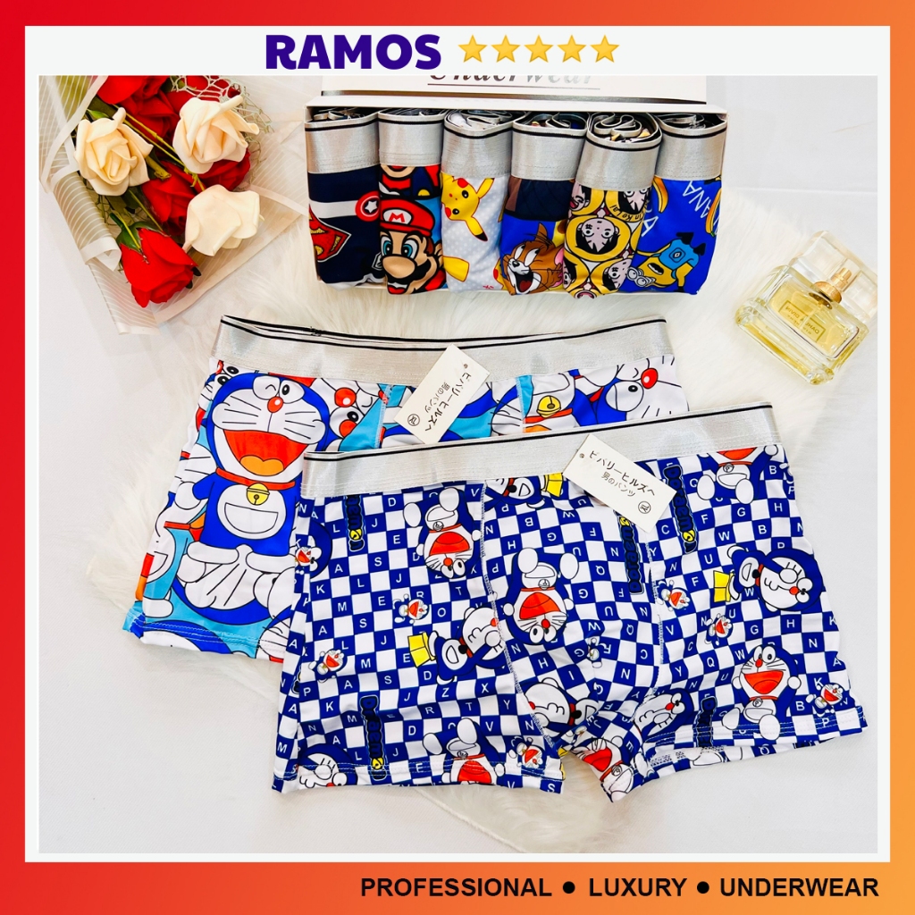 Quần lót nam in hình, Quần sịp hình các nhân vật hoạt hình ngộ nghĩnh doraemon, shin dễ thương - RAMOS