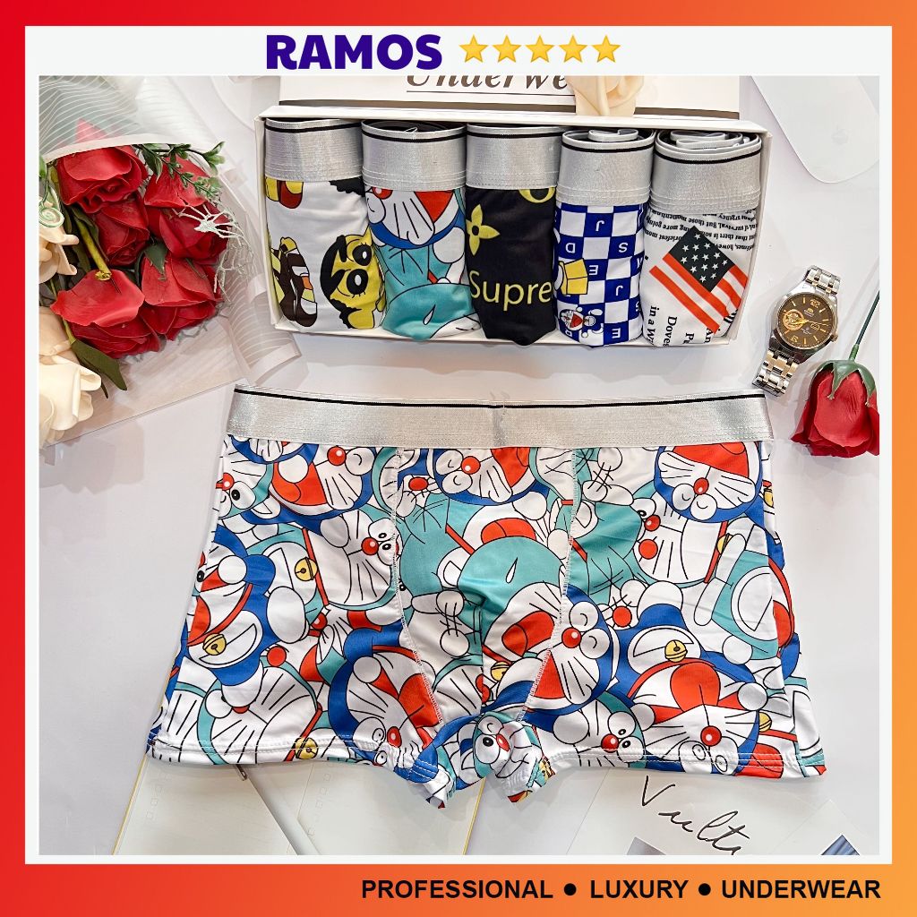 Quần lót nam in hình, Quần sịp hình các nhân vật hoạt hình ngộ nghĩnh doraemon, shin dễ thương - RAMOS