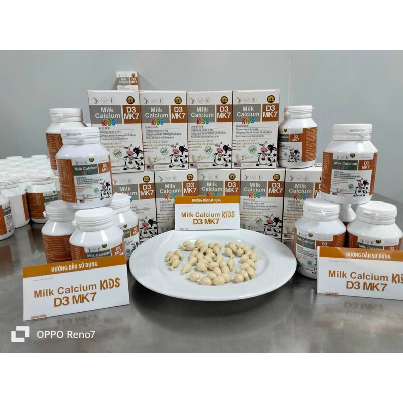 60 Viên kẹo nhai Canxi Milk Calcium Kids D3 MK7 giúp phát triển chiều cao cho xương chắc khoẻ trẻ nhanh mọc răng