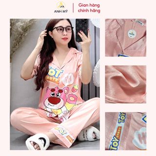 Đồ bộ nữ ANH MỸ pijama mặc nhà chất liệu lụa xước cao cấp chính hãng  tay ngắn quần dài SP0107 official.anhmy