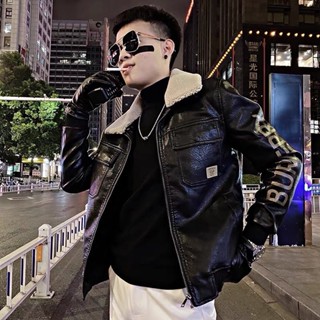 Áo Khoác Da Nhung hai lớp lot lông - Tay thêu họa tiết Burberry chắc chắn không lo bong ,nổ.