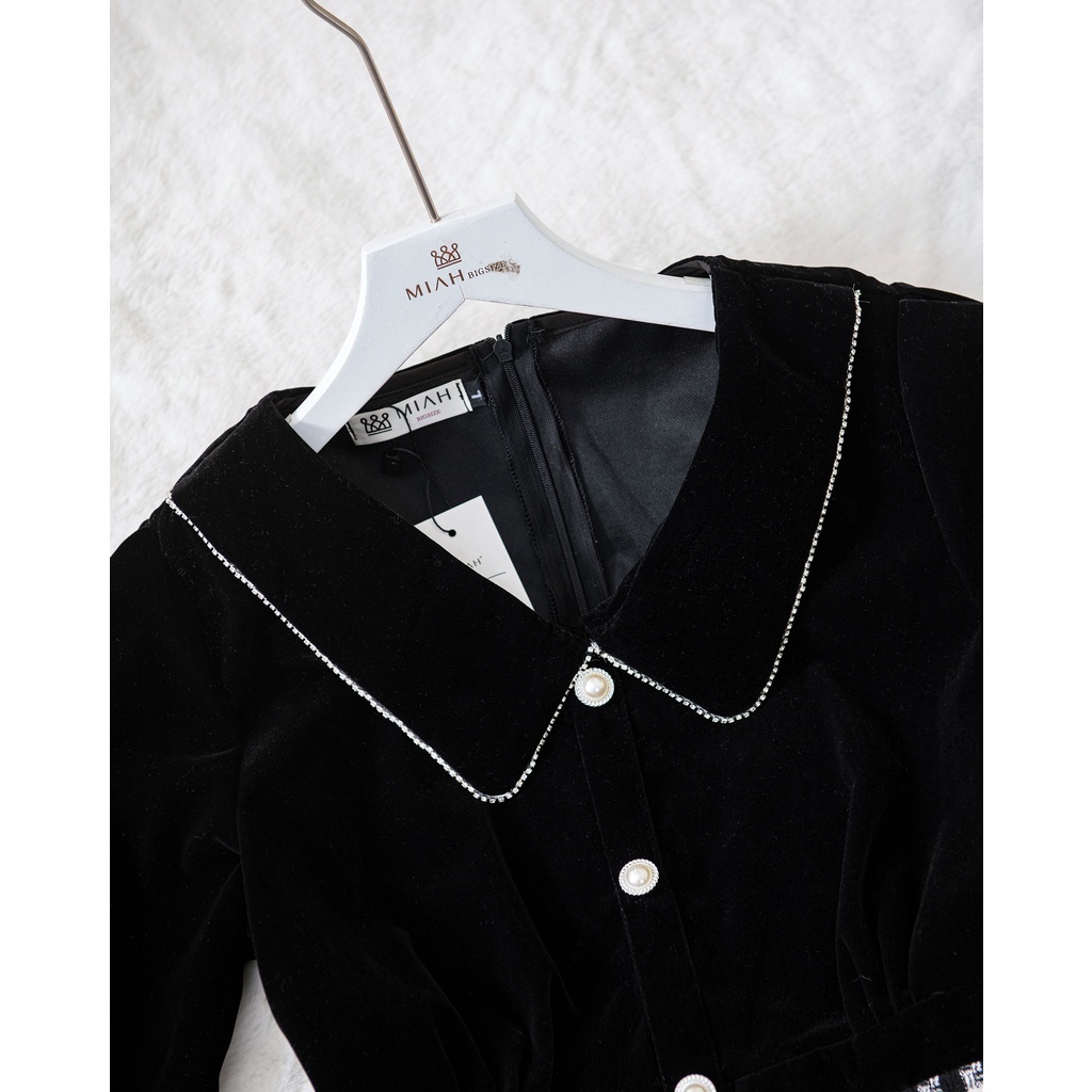 Váy Dạ Nữ Cao Cấp Phối 2 Màu Chân Váy Kẻ Đính Cúc Đá Sang Chảnh🌸 Ôm Dáng Ôm Hông Tôn Chiều Cao🌸