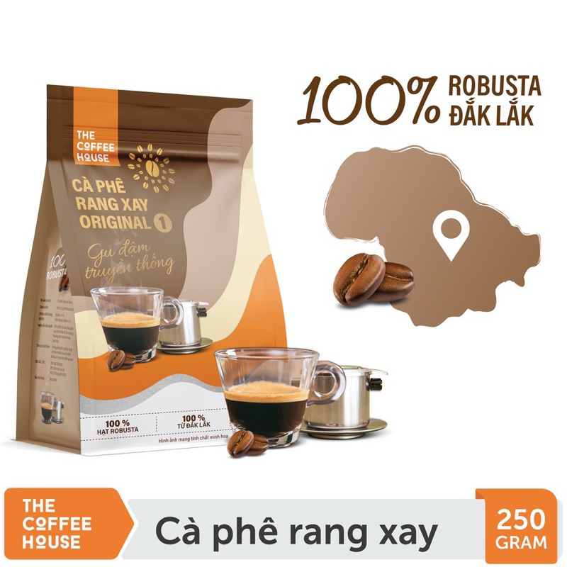 Cà Phê Rang Xay Original 1 250g, 100% Robusta sạch, thưởng thức cà phê The Coffee House ngay tại nhà