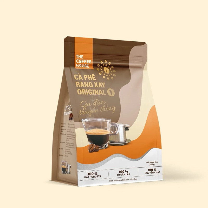 Cà Phê Rang Xay Original 1 250g, 100% Robusta sạch, thưởng thức cà phê The Coffee House ngay tại nhà