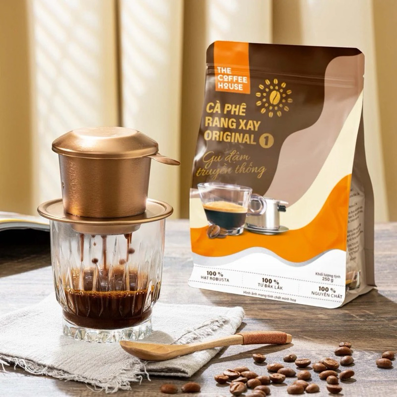 Cà Phê Rang Xay Original 1 250g, 100% Robusta sạch, thưởng thức cà phê The Coffee House ngay tại nhà