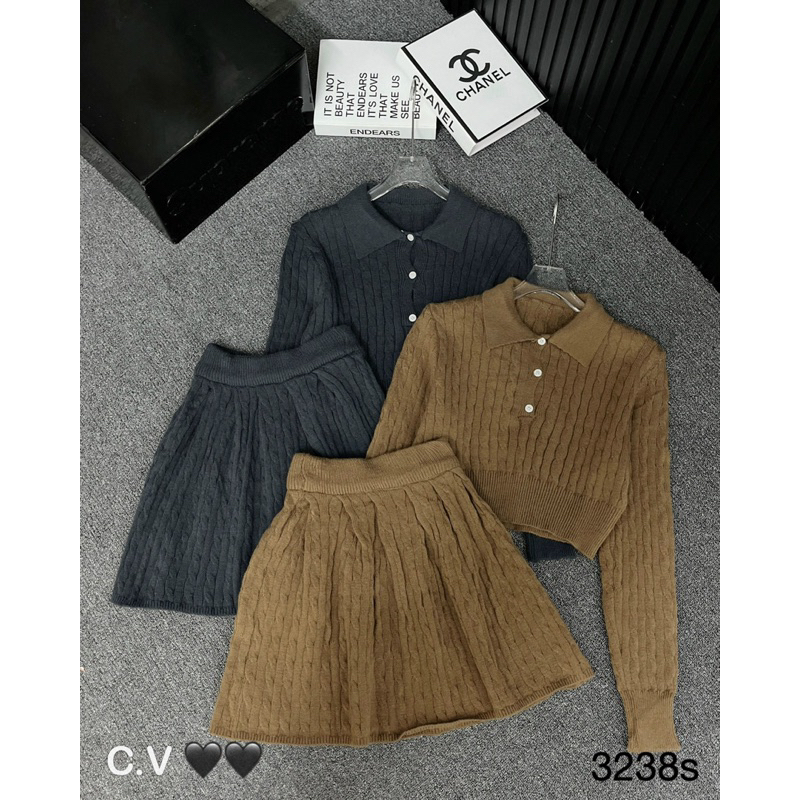 Set len thừng váy xoè áo polo