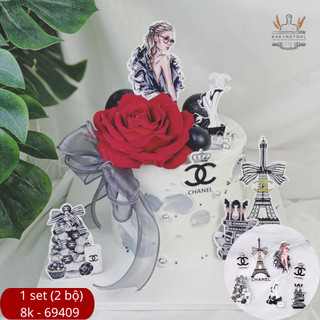 Sp069409 set que giấy-pn chanel đen+cô gái tháp